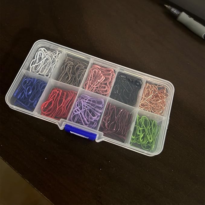 300 Pieces Safety Pins, Bulb Stitch Markers 10 Colors Assorted Metal Calabash Pins Pear Shape Knitting Pins for Crocheting Clothing Tag DIY Craft Project with Storage Box