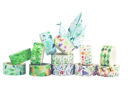 YUBBAEX Poetic Gold Washi Tape Set VSCO Floral Silver Foil Masking Tape Decorative for Arts, DIY Crafts, Journal Supplies, Planners, Scrapbook, Card/Gift Wrapping -15mm- (Willow 12 Rolls)