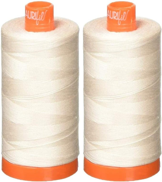2-Pack - Aurifil 50WT - Oyster (2405) Solid - Mako Cotton Thread - 1422 Yards Each