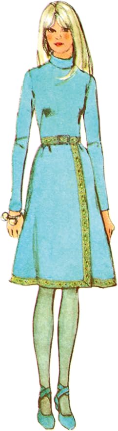 Simplicity SS3017K5 Misses' Vintage 1970's Front-Wrap Skirt Dress and Scarf Sewing Pattern Packet, Design Code S3017, Sizes 8-10-12-14-16, Multicolor