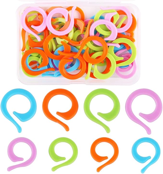 LOKUNN 50PCS Stitch Markers for Crocheting, Crochet Stitch Markers Ring for Knitting and Crocheting, Small and Large Locking