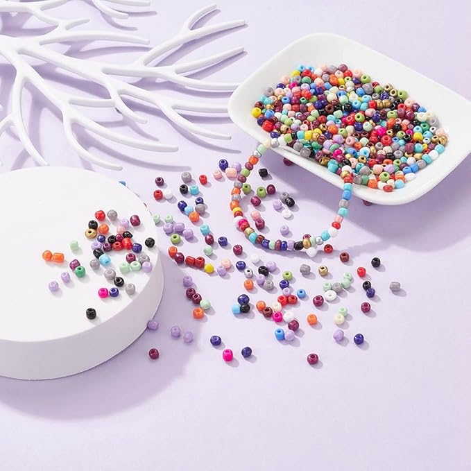 3600 Pcs 4mm Glass Seed Beads Bracelet Making Kit, Small Beads Friendship Jewelry Craft Kit with Lobster Clasps, Jump Rings & Elastic Cord, DIY Art Craft Gift for Girls