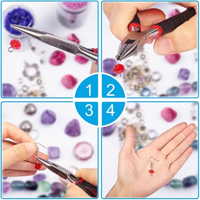 PAXCOO Jewelry Making Supplies Kit - Repair Tools with Accessories, Pliers, Findings, Beading Wires for Adults and Beginners