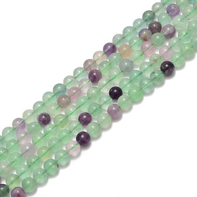 45pcs 8mm Natural Rainbow Fluorite Gemstone Round Spacer Loose Stone Beads for Jewelry Making 15.5" 1 Strand (Rainbow Fluorite, 8mm 45Beads)