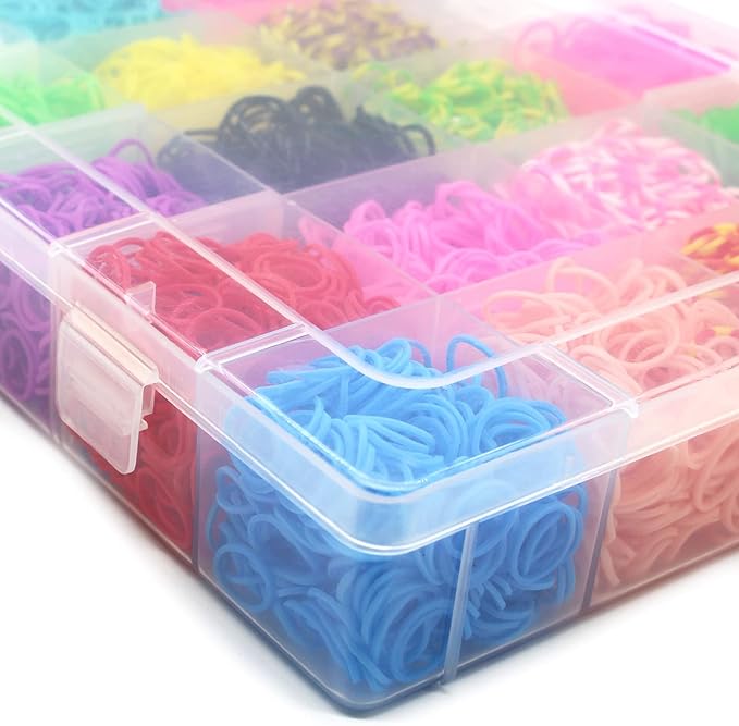 Salome Idea Rubber Bands 10,000pcs Loom Bands Barcelet Making Kit, 500pcs S-Clips,175pcs Colorful Beads, 24pcs Small Pendants in 1 Transparent Box (Color Set-A)