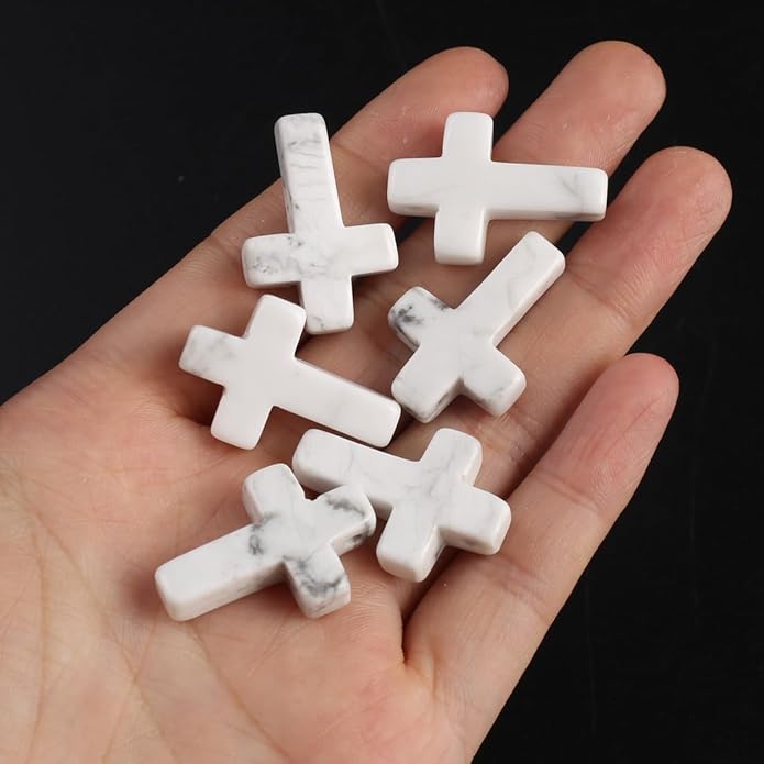 LE SKY 4 Pcs Natural Stone Pendants Cross Shape Healing Crystal Agate Stone for Jewelry Making Necklace