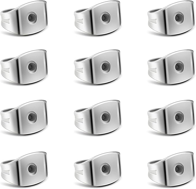 12pcs pure titanium earring backs replacements suit for 0.7-0.8mm posts, hypoallergenic secure ear locking for stud earrings nut for posts
