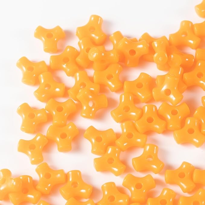 1300 Pcs Acrylic 10mm Plastic 3-Sided Kandi Tri Beads Tri-Shaped Beads Bone Beads Bulk for Wreath Candy Cane Rainbow Holiday Tree Decorations Bead Ornament Jewelry Making Kit (Opaque Orange)