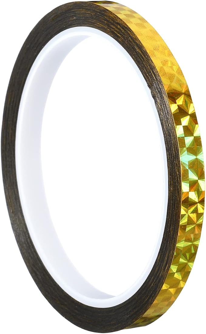 PATIKIL Prism Tape 0.3 Inch x 55 Yards, Holographic Metalized Reflective Adhesive for Detailing Accent Wall Decor Art, Gold