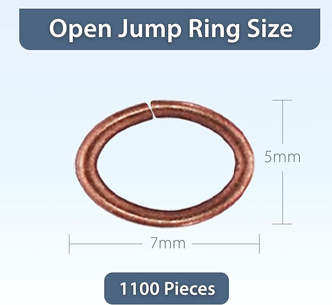 Mandala Crafts 1100 Pcs 7X5mm Antique Copper Oval Jump Rings - 19 Gauge, Nickel &, Ideal for Jewelry Making, Crafts & DIY Projects