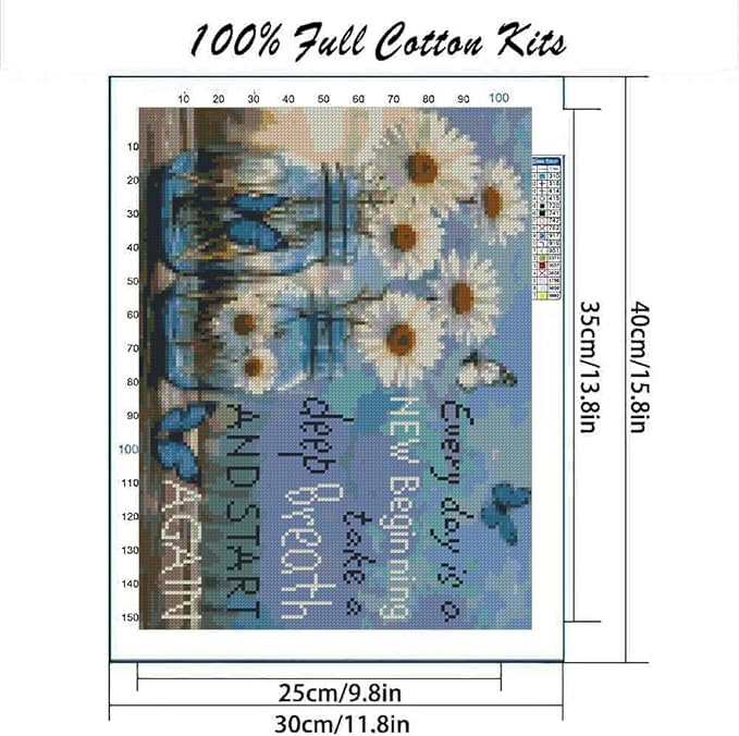Flower Stamped Cross Stitch Kits Cross Stitch Patterns，Dimensions Cross Stitch Kits Embroidery Kit Arts and Crafts for Beginners 15.7x11.8 inch