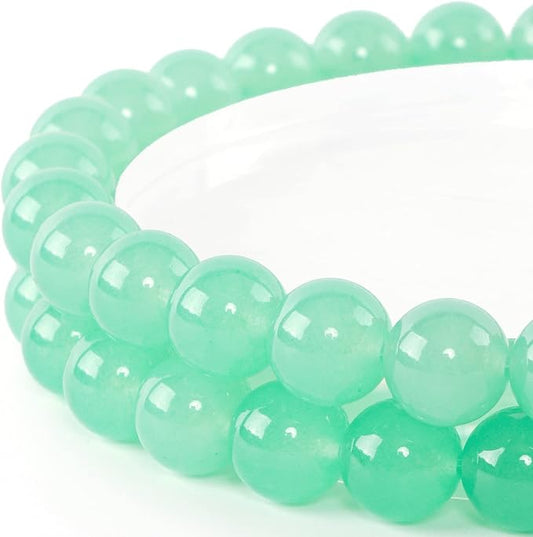 6mm Natural Green Chalcedony Round Bead - 60PCS Bulk Gemstone Beads for Jewelry Making, DIY Bracelets, Necklaces - Includes Crystal Stretch Cord - Stone Beads for Crafting Gifts