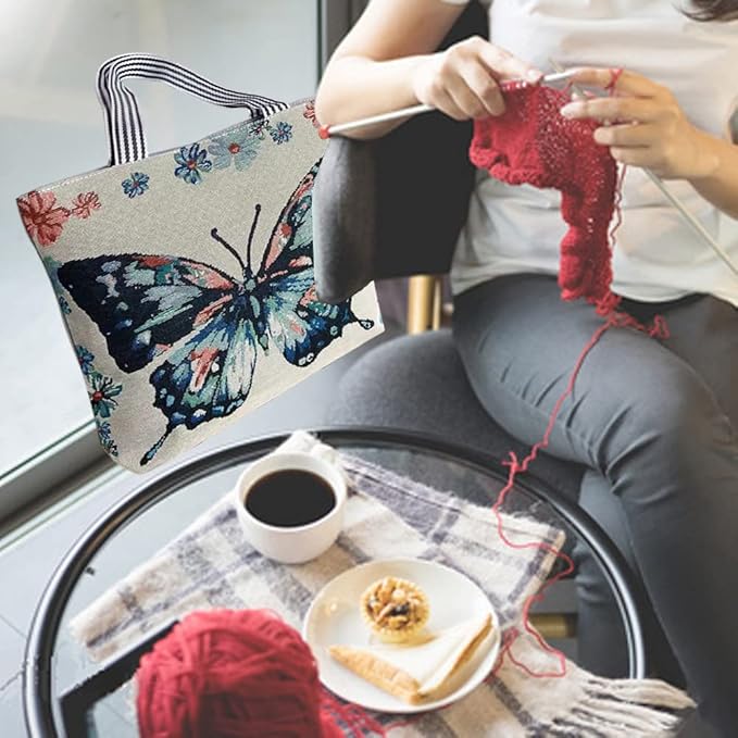 Crochet Bag Organizer for Yarn, Large Knitting Bag Portable Yarn Storage Bag for Knitting Needles Crochet Hooks (G)
