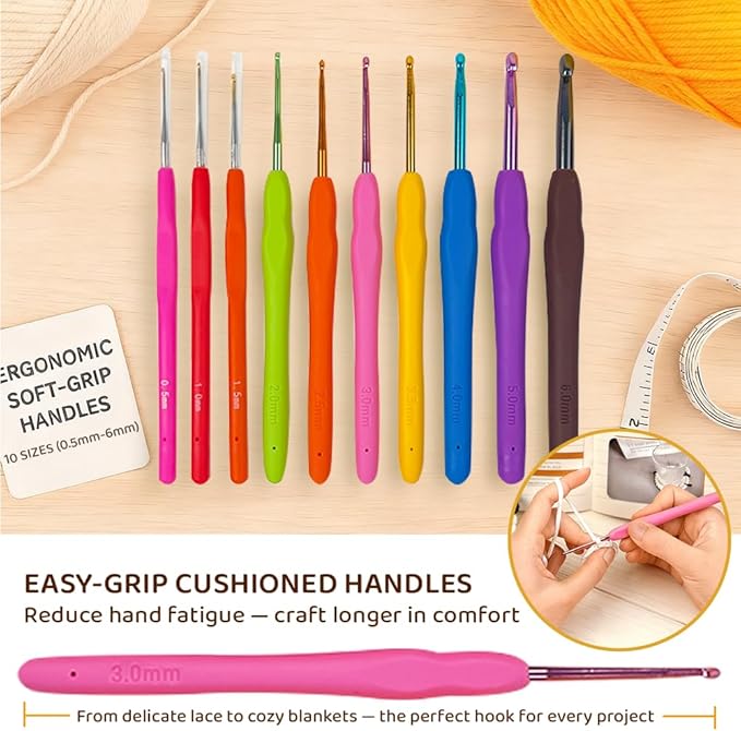ChillFuzz Crochet Kit for Beginners 85 Piece Complete Crochet Set with Yarn, Hooks, Pattern Book – Beginner Crochet Kit for Adults & Kids with Tutorials, Great Christmas Gift for Craft Lovers Basic