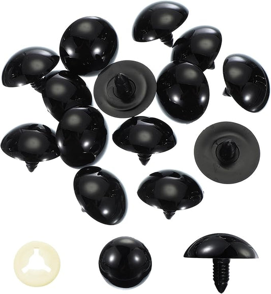 PATIKIL 35mm Safety Eyes, 20 Pcs Plastic Craft Protective Film Safety Eye with Washers for Stuffed Animals Crochet Toys Dolls DIY Craft Making, Black