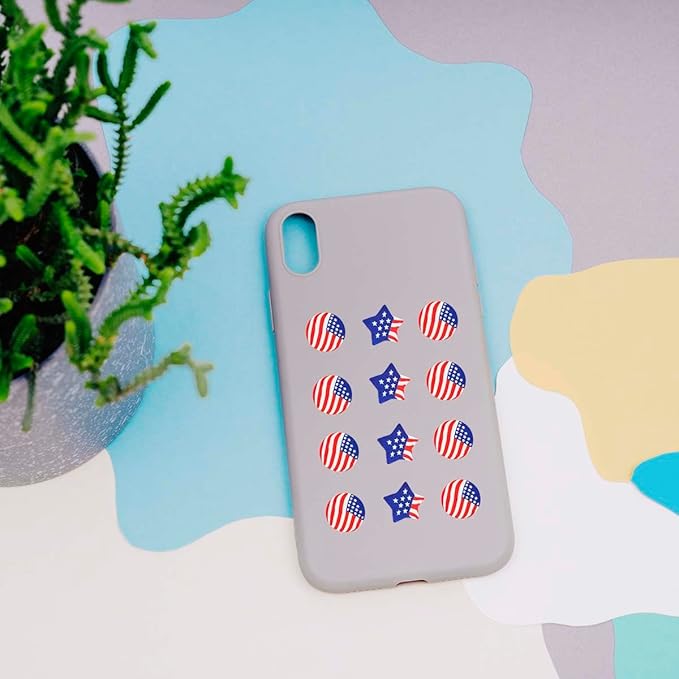 100Pcs America Flag Polymer Clay Loose Spacer Beads, Mixed Color Cute Beads Charms for DIY Hair Clip Necklace Bracelet Jewelry Earring Handmade Craft Making Supplie