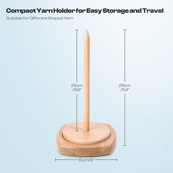 Caydo Wooden Yarn Holder for Knitting and Crocheting, Easy Install and Operate Yarn Spinner Holder, Yarn Spinner with Yarn Storage, Perfect Crochet Gift for Craft Enthusiasts - Large