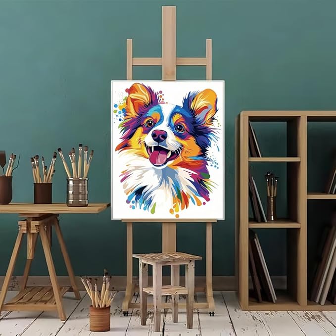 Natuyalo Paint by Number Kits for Adults, Colorful Dog Acrylic Easy Paint by Numbers for Adults Beginner, Animal DIY Painting by Numbers for Gift Home Wall Decor 16" x 20"