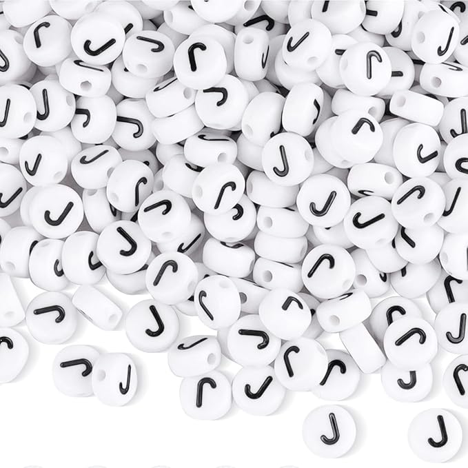 1500pcs Letter J Beads for Friendship Bracelets Making Kit, DIY Jewelry Making Supplies Alphabet Beads