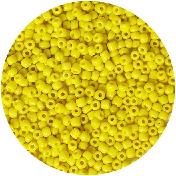 Bala&Fillic Opaque Yellow Color 4mm Seed Beads About 1200pcs/100Grams in Bag, 6/0 Glass Craft Beads for Making Bracelet and Necklace (Ture Yellow)