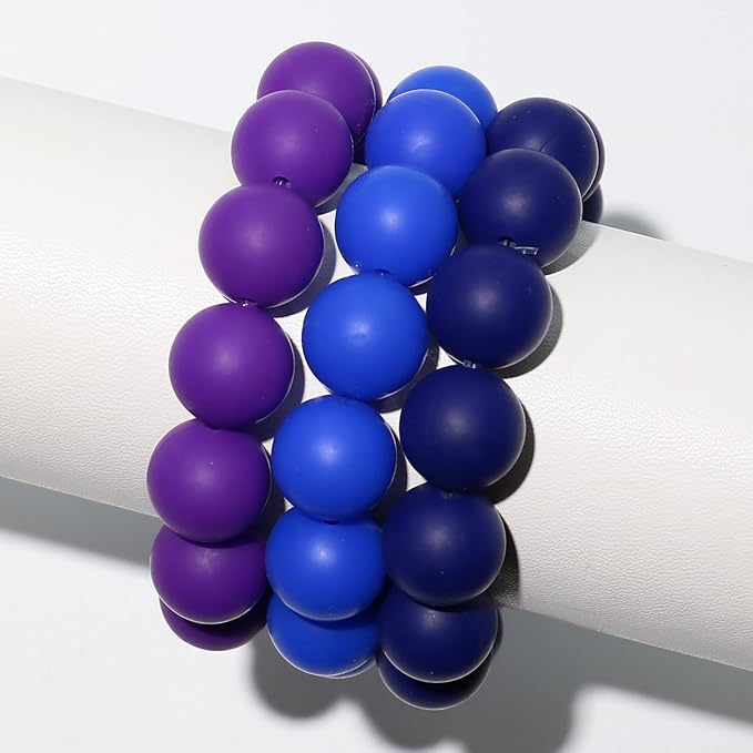 120pcs Richbunnys 15mm Bulk Silicone Beads for Pens and Keychain Making,Large Bead for Necklace and Bracelets Making,Assorted Rubber Beads Set for Crafts(Purple)