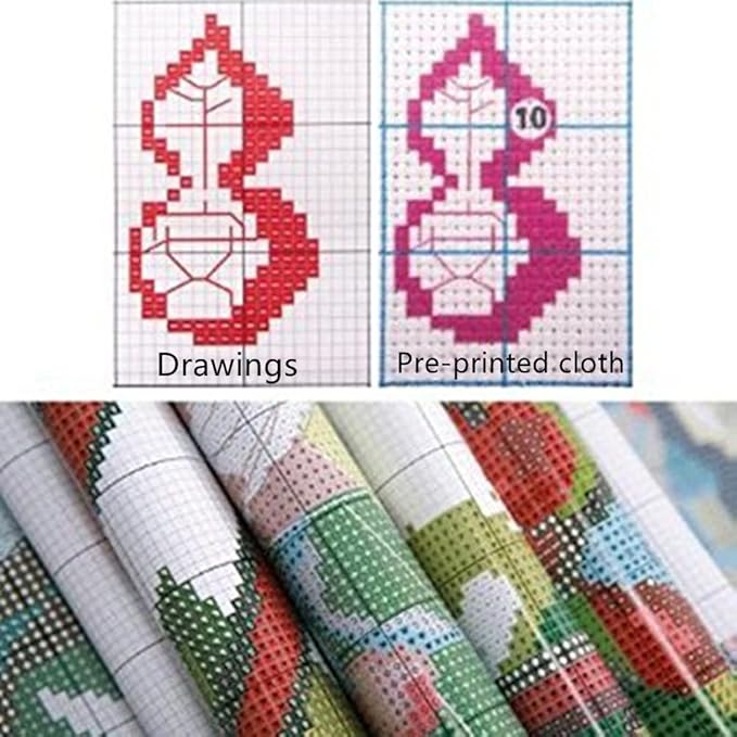 CaptainCrafts Cross Stitch Kits, New Stamped Kit Printed 11CT Fabric Cross Stitching DIY Art DMC Needlecrafts Embroidery Kit for Adults Beginner (Stamped, Two Peonies)