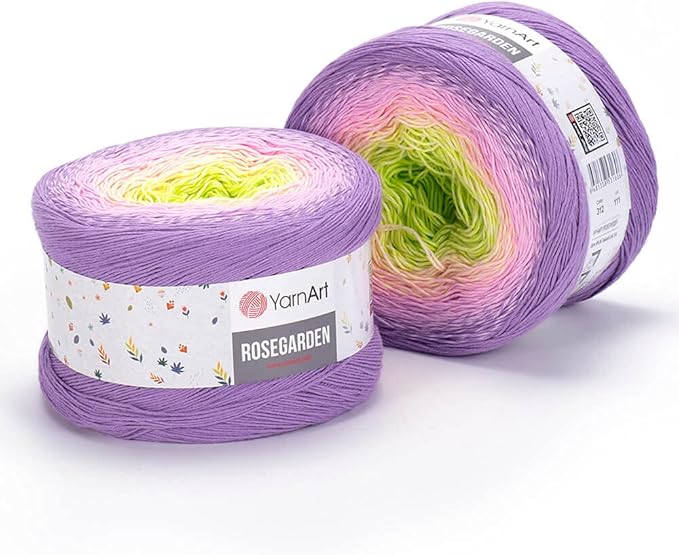 Yarn Art Flowers Rosegarden 100% Cotton 250gr 8.80 oz 1094yds Multicolor Cotton Yarn Rainbow Crochet Yarn Spring Summer (312)