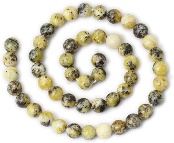 cheavian 45pcs 8mm natural yellow turquoise gemstone round loose beads stone beads for jewelry making diy materials 1 strand 15"