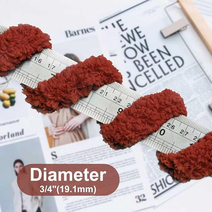 Chunky Chenille Yarn for Hand Knitting - Fluffy Soft Jumbo for Circular Needle & Crochet Hook, Super Bulky Big for Chunky Blanket, Large Thick Arm Knitting, 3 Pack, Dark Red