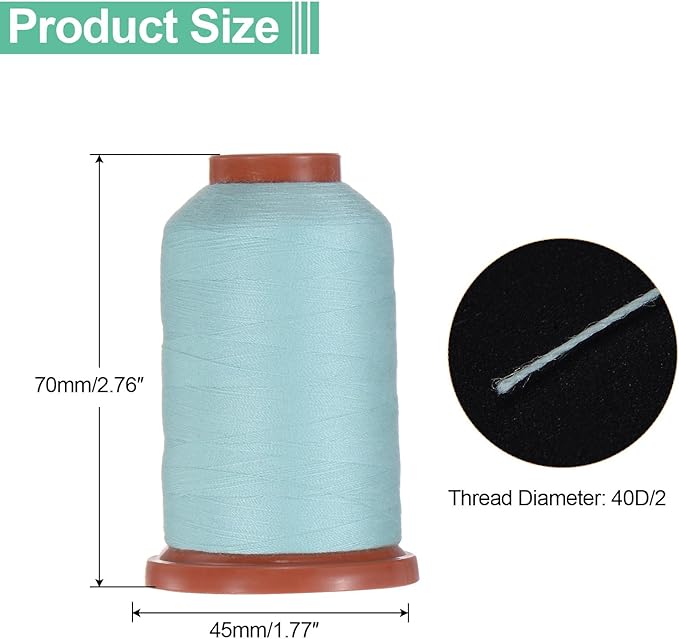 uxcell 40D/2 Sewing Thread 1100 Yards Polyester Household Sewing String Hand Stitching Polyester Cord for Clothing Stitching Shoe Bag Repairing DIY Craft Light Blue