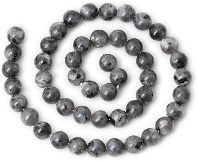 cheavian 45pcs 8mm natural black labradorite gemstone round loose beads crystal energy stone for diy jewelry making 1 strand 15"