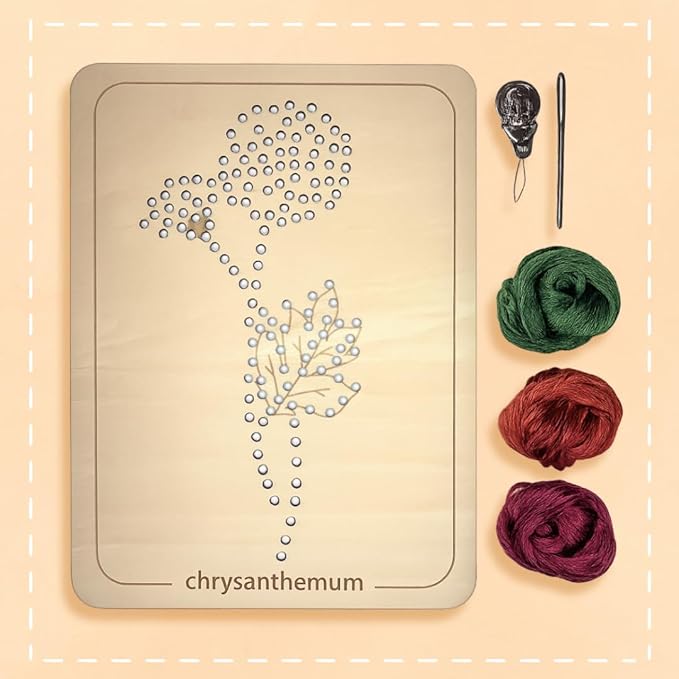 Wooden Flower Lacing Embroidery Kits for Beginners, Set of 5 Learn-to-Stitch Craft Boards, Sewing & Embroidery Art Kits for Kids Ages 8+, DIY Craft Projects, Educational Gifts, Party Favors (Autumn)