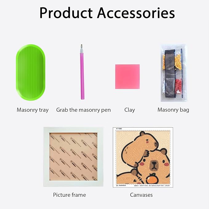 Mangpung Capybara Diamond Art Kits for Beginners, Capybara Diamond DIY Painting Kits, Full Drill Diamond Dots Paintings, Paint with Diamonds Pictures Art Painting DIY Crafts Kit Gift for DIY Lovers