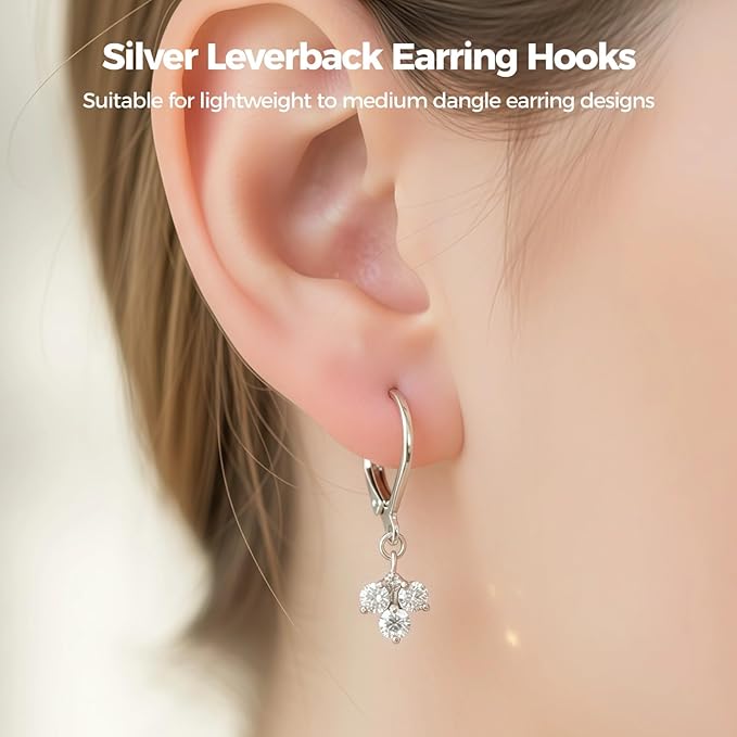 20 pcs leverback sterling silver earring hooks for jewelry making kit skin-friendly french hook earring clasps with loop dangle earrings findings for diy crafts and jewelry making