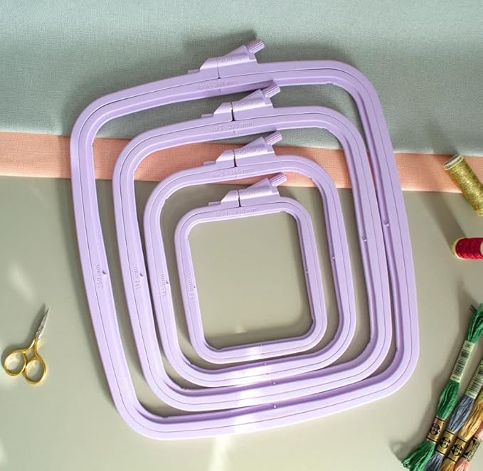 nurge lilac 4 pcs set plastic square embroidery hoop, cross stitch hoops, punch needle hoop , diy craft sewing,abs plastic embroidery hoops