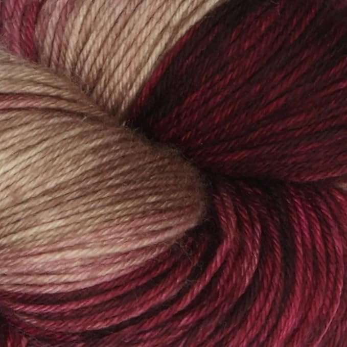 KnitPro Symfonie Fingering Weight Hand Dyed Variegated Yarn Skein | Extra Fine Merino Wool & Polyamide Blend for Knitting & Crocheting, Oeko-TEX Certified 400m, 100g | Terra Cafe Rose