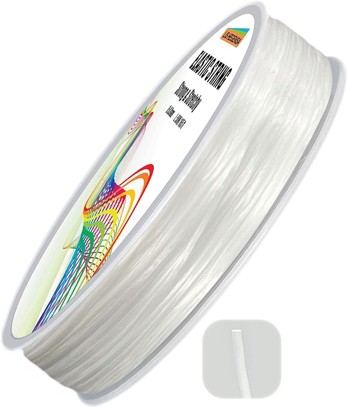 Elastic Bracelet String Cord Stretch Bead Cord for Jewelry Making and Bracelet Making Kits Transparent Stretchy String for Bracelets (Clear White 210ft/65M(1MM))