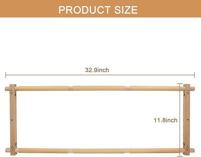 Large Beech Wood Embroidery Scroll Frame, 2-Part Adjustable Holder for Cross Stitch, Tapestry, Quilting, Sewing Needlepoint Projects