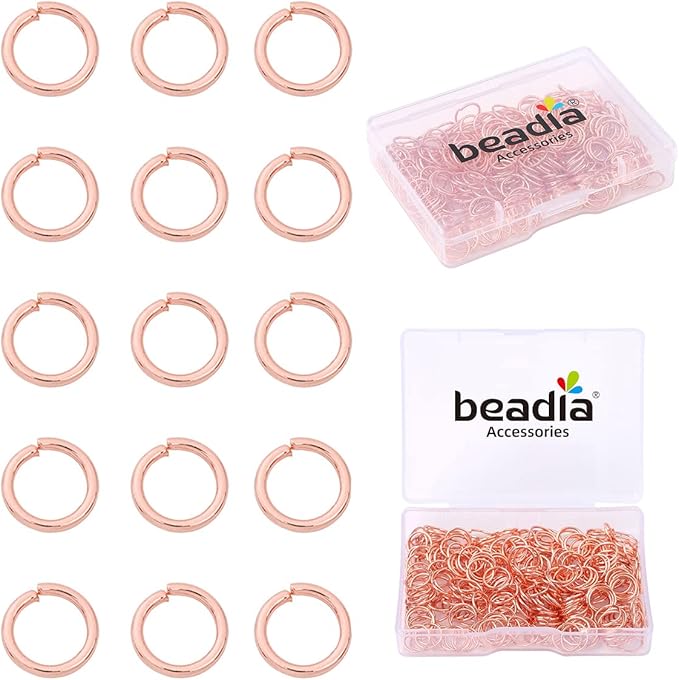 Rose Gold Plated Jump Rings Non Tarnish 8mm 300pcs for Jewelry Making Findings