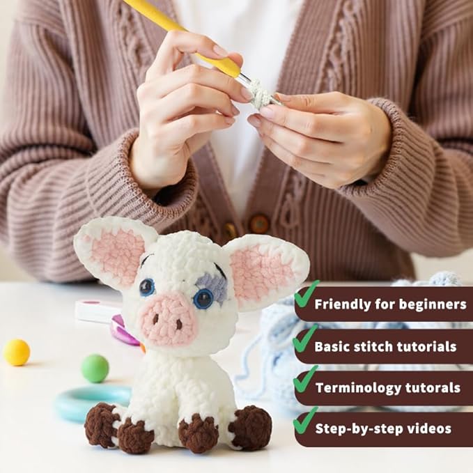 Hylvix Crochet kit for Beginners Adults, Grey Spotted Dolphin Crochet Animals kit, Learn to Crochet Knitting kit, with Step by Step Guide Video, Prefect for Gifts, with tutorials Yarns Hook