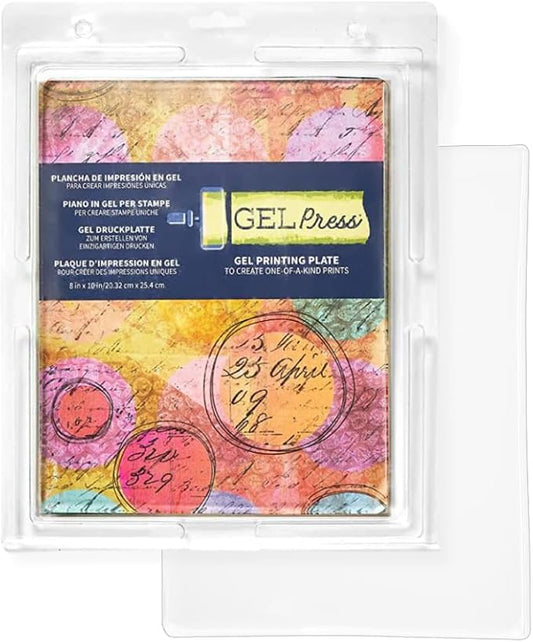 gel press monoprinting print plate - 8” x 10” gel plate - printmaking supplies - reusable gel printing plate for press art for card making, scrapbooking, journaling, arts and crafts, home decor