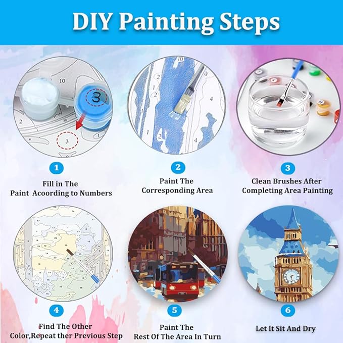 Artunion Big Ben Paint by Numbers Kit for Adults,London City Street Paint by Number Kits, DIY Oil Painting Paint by Number Kits on Canvas Arts Craft for Home Wall Decor 16x20 Inch