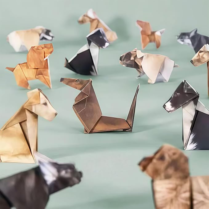 2PCS DIY Paper Dogs Kit,50 Sheets Cute Origami Dogs,3D Handmade,Fun Creative Art Project,Origami Paper Activity for Kids & Adults, Desk Decor and Gift for Pet Lovers