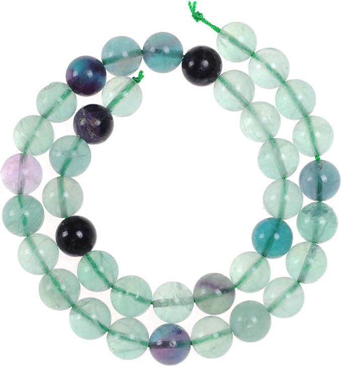 12mm Natural Fluorite Gemstone Round Loose Beads Crystal Stone Bracelet Necklace Accessories Crafts for Jewelry Making DIY,1 Strand 15"