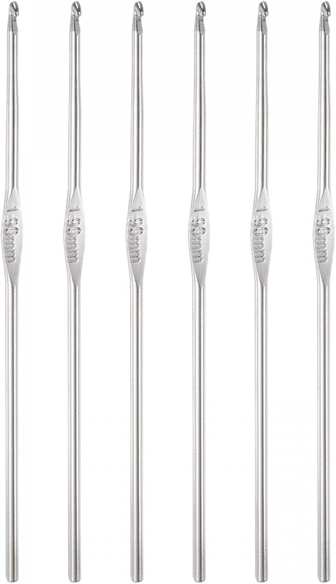 uxcell Stainless Steel Crochet Hook 1.9mm US Size 5 Knitting Needles for DIY Craft Yarn 6Pcs
