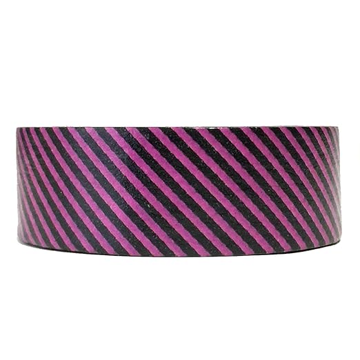 Wrapables Colorful Patterns Washi Masking Tape, Black & Fuchsia Diagonal Stripe