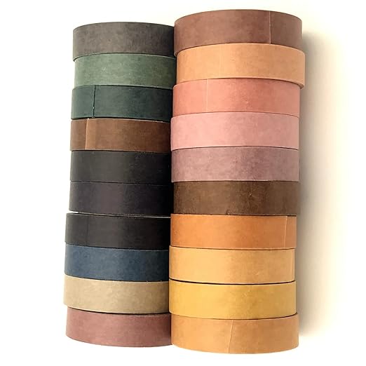 20 Rolls Washi Tape Set,10 mm x 5m Decorative Colored Masking Tapes for Scrapbooking, Junk Journal, Planners, DIY Crafts, Gift Wrapping