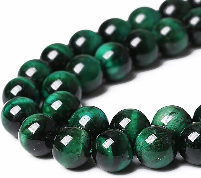 48PCS 8mm Top AAA Green Tiger Eye Beads Natural Stone Round Loose Beads for Jewelry Making DIY Bracelet,Necklace, Earrings 15" Inch
