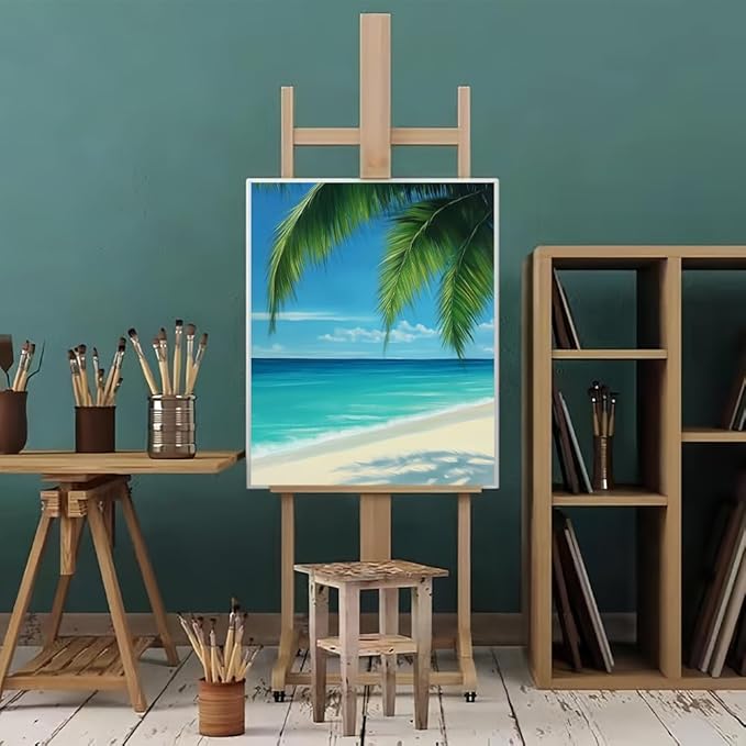 Natuyalo Beach Landscape Paint by Numbers Kit for Adults - Beginner Seaside View - Adult Paint by Number Kits on Canvas - DIY Acrylic Painting Kits for Gift - 16x20 Inch