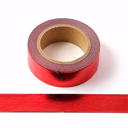 Foil Washi Tape,2 Rolls 5/8" x 393 inches(15mm*10M) Washi Tape, Masking Tape Craft Supplies Tape for Scrapbooking DIY Craft DecorativeFoil Washi (Red)